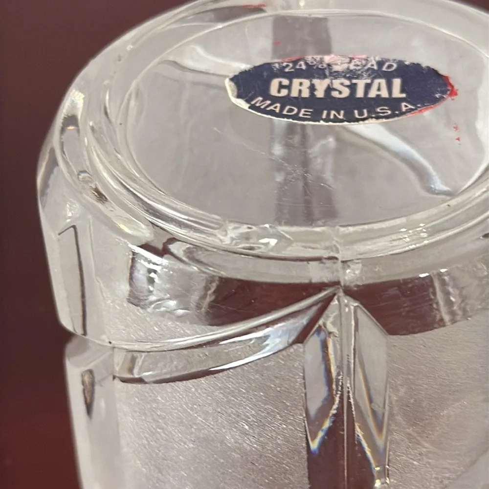 Vintage Pair of Frosted 24% Lead Crystal Votive / Tea Light Candle Holders-USA